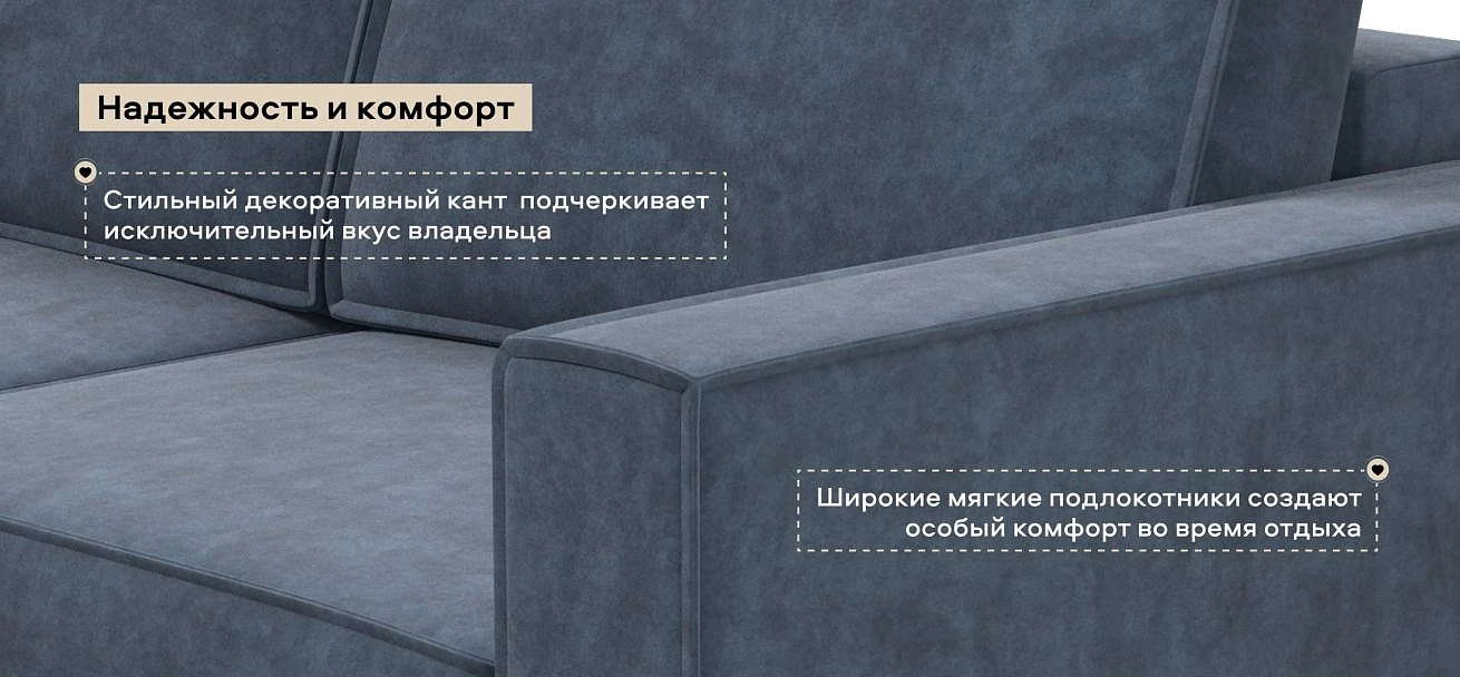 Угловой диван Босс Софт Велюр Роял синий