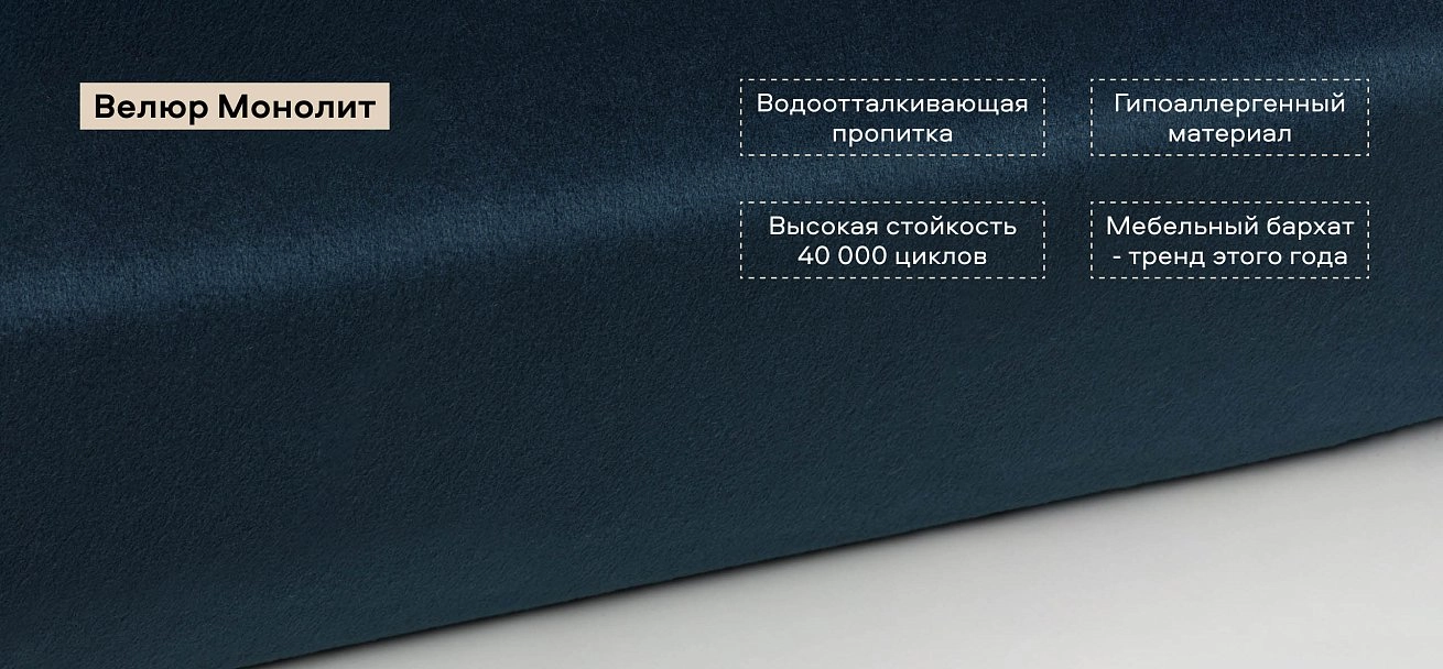 Диван Престон велюр Монолит синий