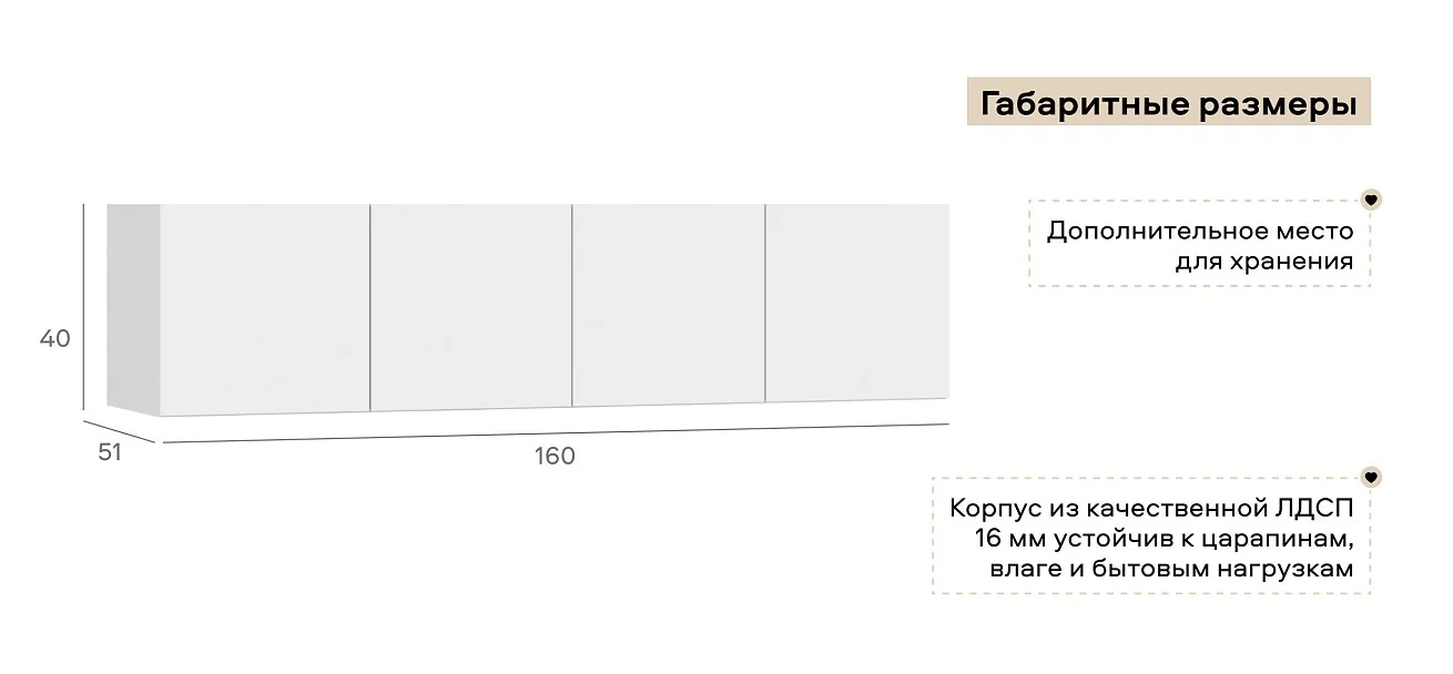 Антресоль 160 4Д Белый