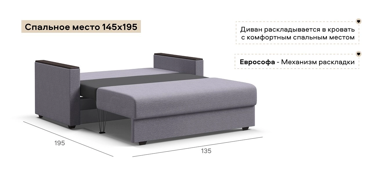 Диван Атланта двухместный Рогожка Мальмо платина