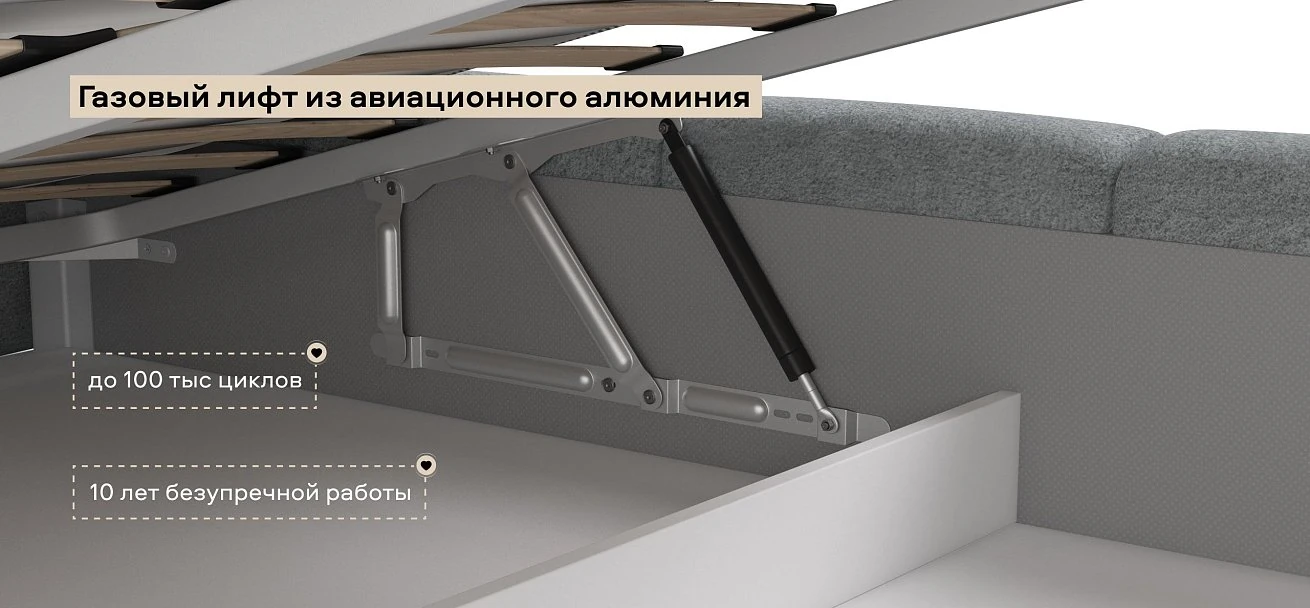 Босс Дрим Кровать+ПМ 180*200 Велюр Реал серый