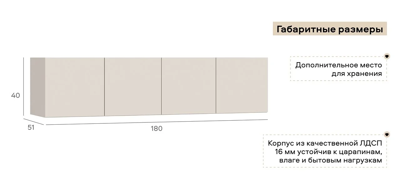 Антресоль 180 4Д Кашемир