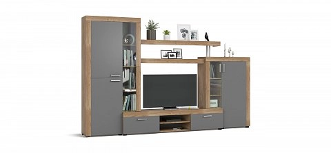 Стенка Монтана Крафт табачный, Серый графит 1