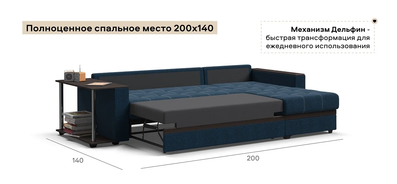 Угловой диван Атланта Люкс Рогожка Мальмо синий