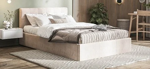 Белла Кровать без ПМ 140*200 велюр Монолит латте 2