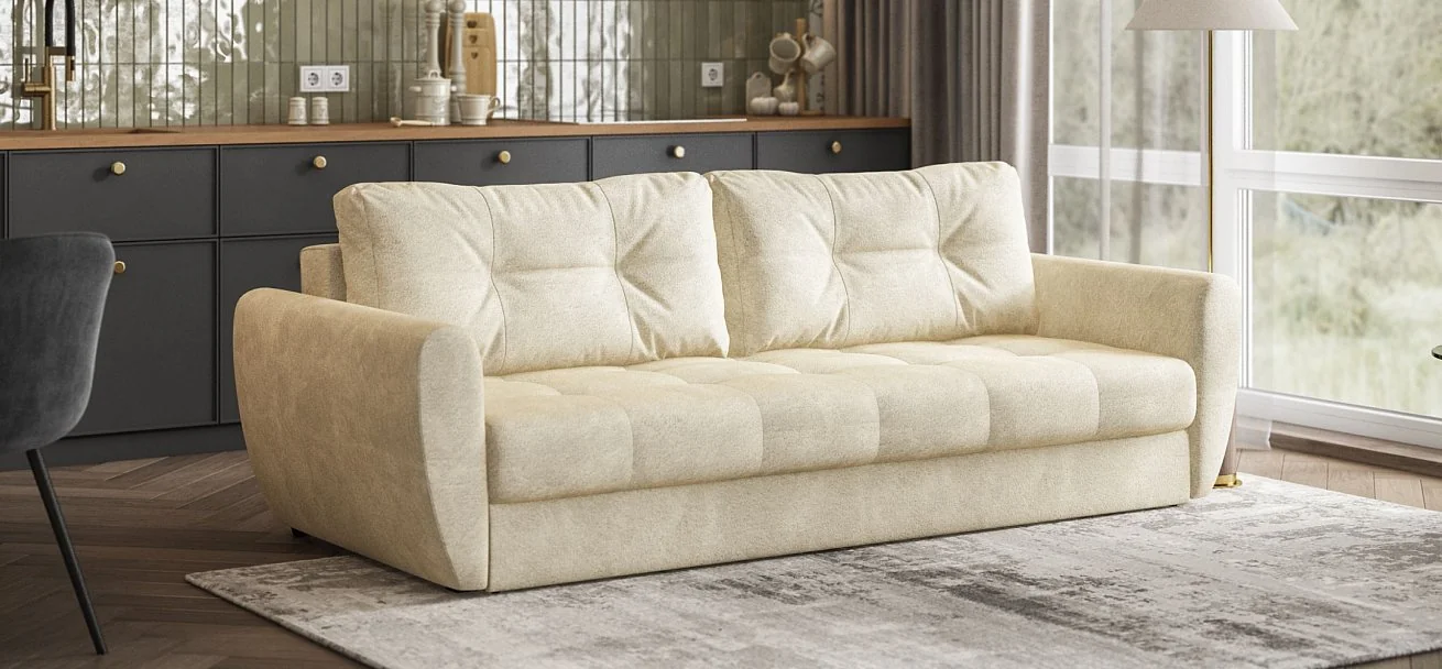 Диван Престон Велюр Реал бежевый