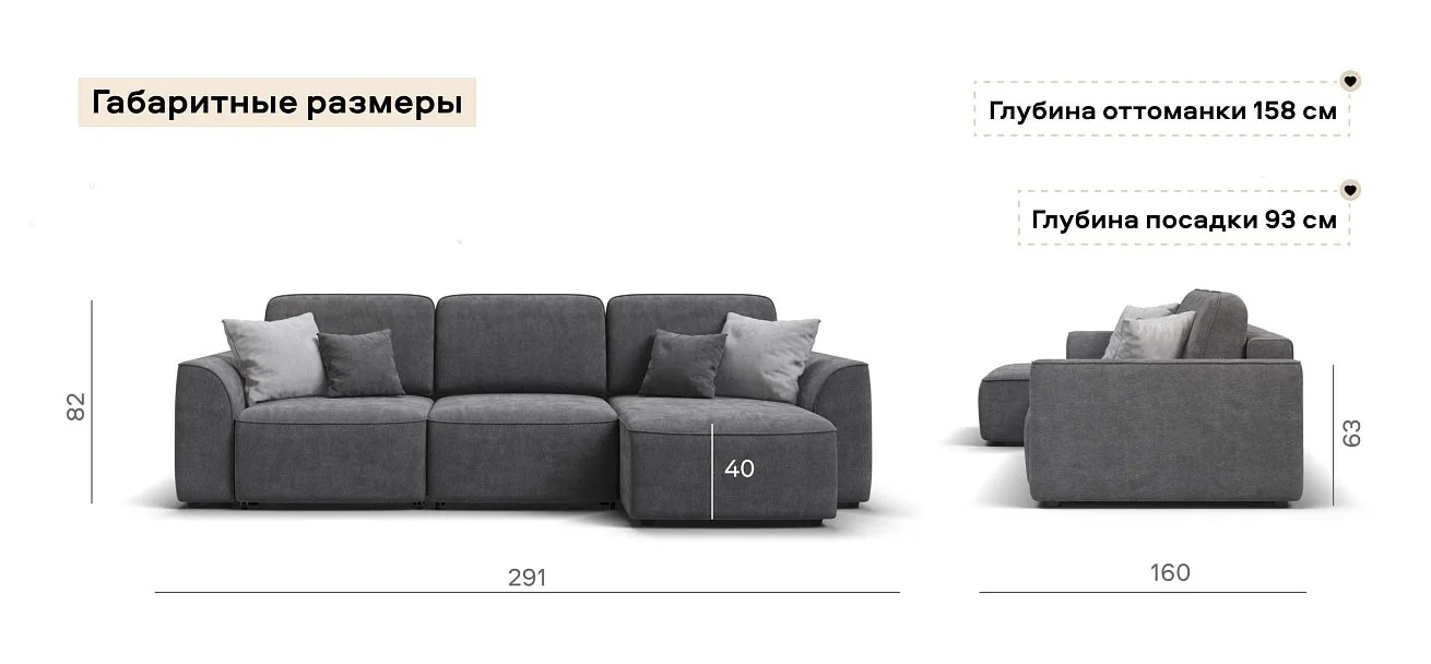 Угловой диван Кинг Шенилл Клауд графит