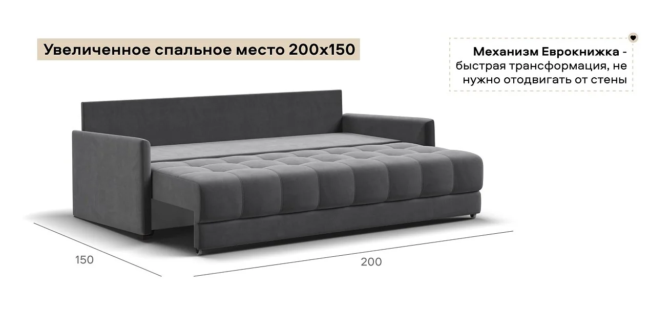 Диван Босс Про Лофт велюр Монолит серый