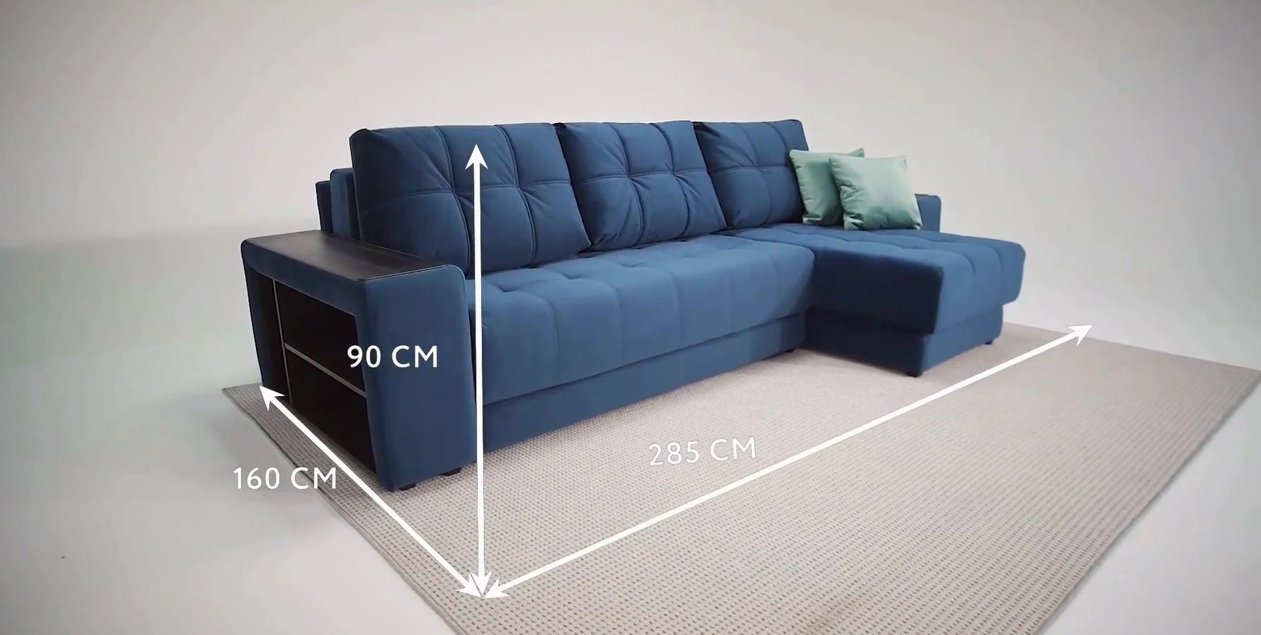 Угловой диван Босс ХЛ велюр Алькантара серый