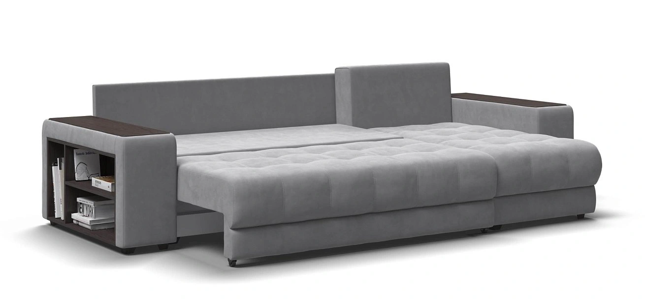 Угловой диван Босс ХЛ велюр Монолит сталь