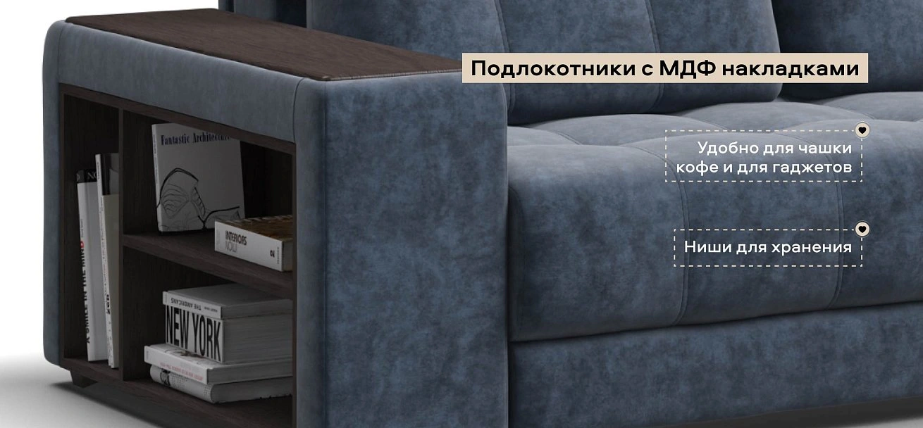 Угловой диван Босс ХЛ велюр Роял синий