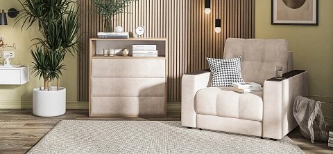 Босс кресло-кровать велюр Монолит латте 2