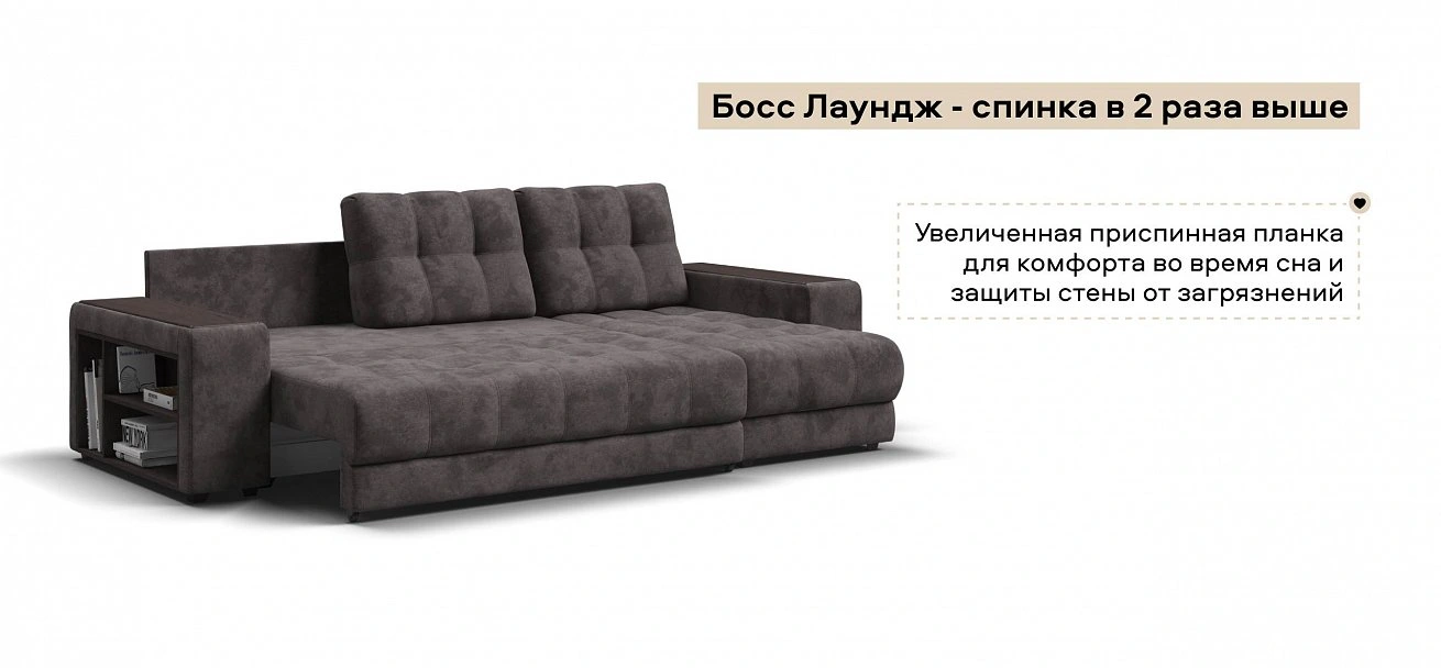 Угловой диван Босс ХЛ велюр Алькантара серый
