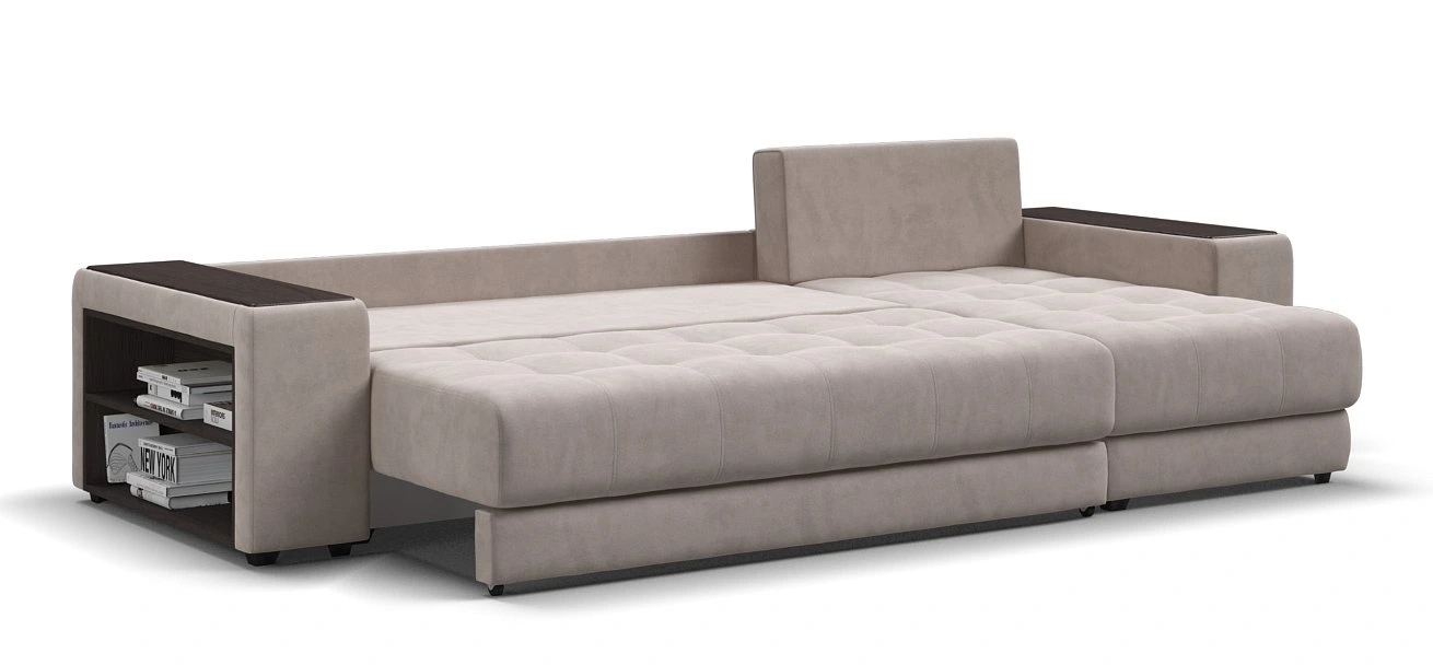 Угловой диван Дубай велюр Монолит латте, велюр Монолит аква