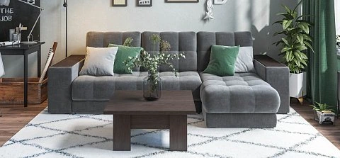 Угловой диван Босс ХЛ велюр Монолит серый 2