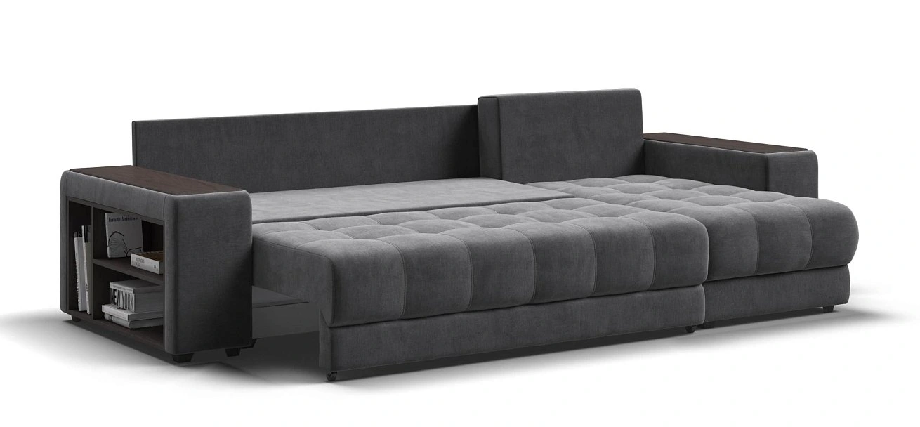 Угловой диван Босс ХЛ велюр Монолит серый