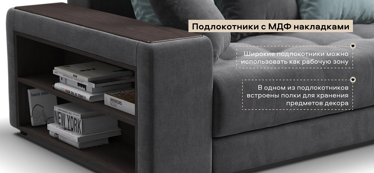 Угловой диван Дубай велюр Монолит серый, велюр Монолит аква