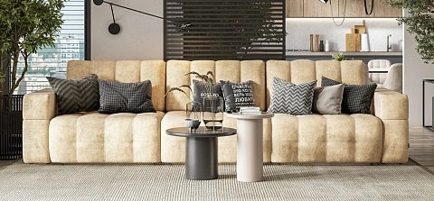 Диван Босс ХО Макс велюр Роял шампань / Снежная Сонома 2