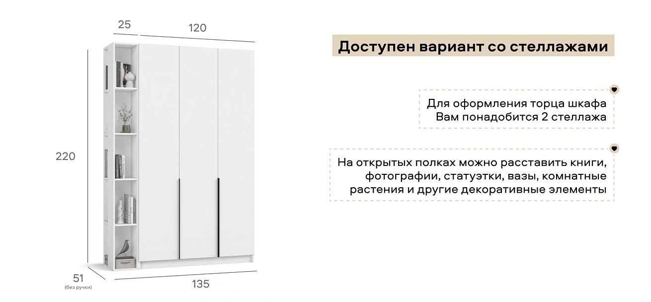 Босс Стандарт 120*220 шкаф распашной 3Д + ящики 01 Белый
