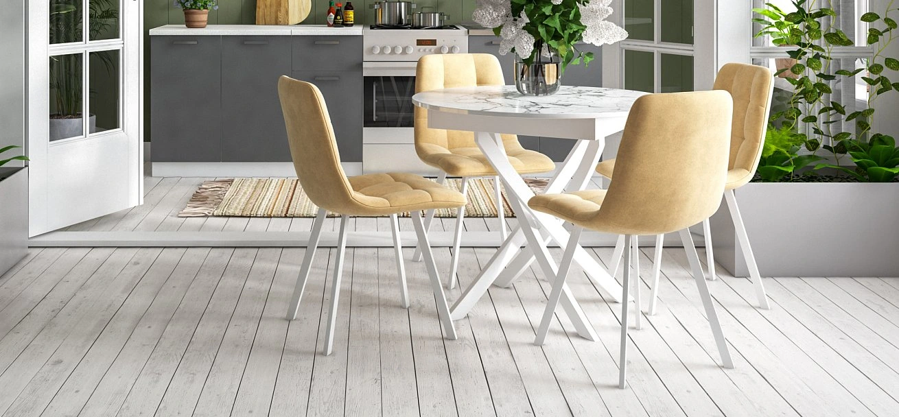 Стул НОРД велюр Велутто Бежевый, Белый