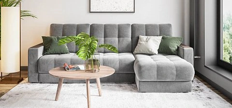 Угловой диван Босс Классик велюр Монолит серый 2