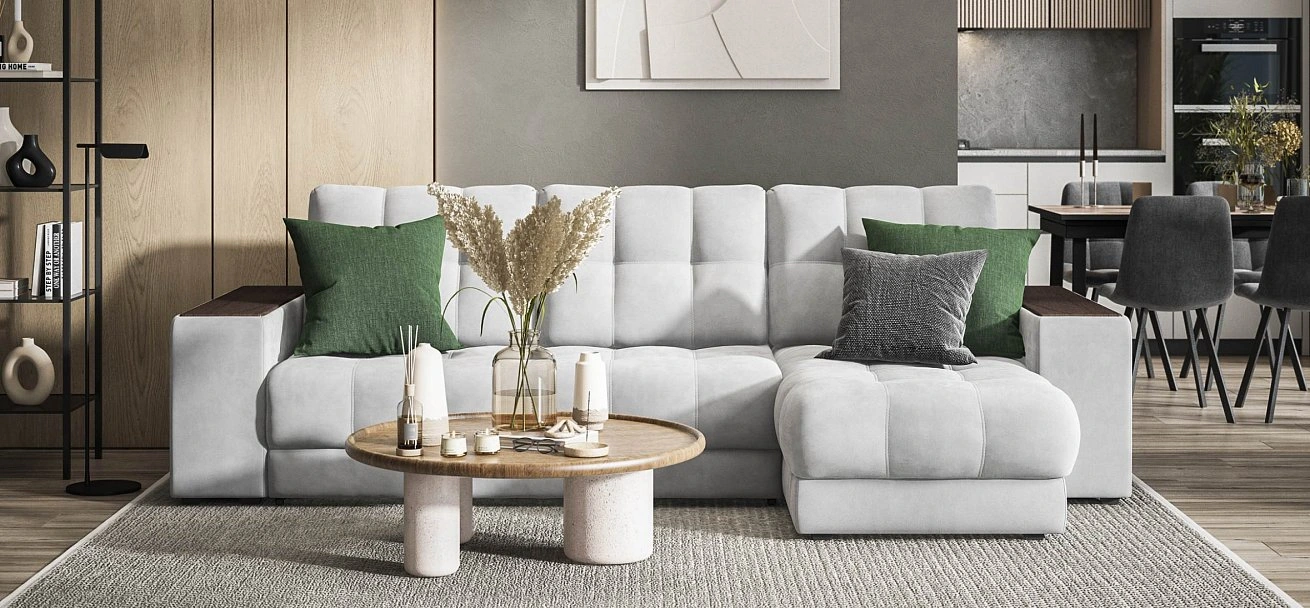 Угловой диван Босс ХЛ велюр Монолит сталь