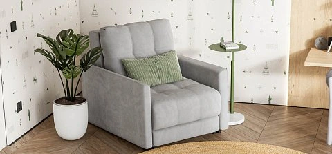 Босс Лофт кресло-кровать велюр Монолит сталь 2