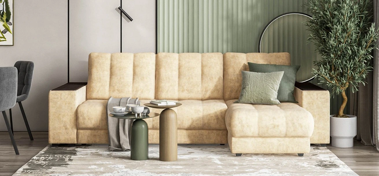 Угловой диван Босс ХЛ велюр Роял шампань