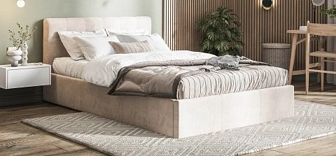 Белла Кровать без ПМ 140*200 велюр Монолит латте 2