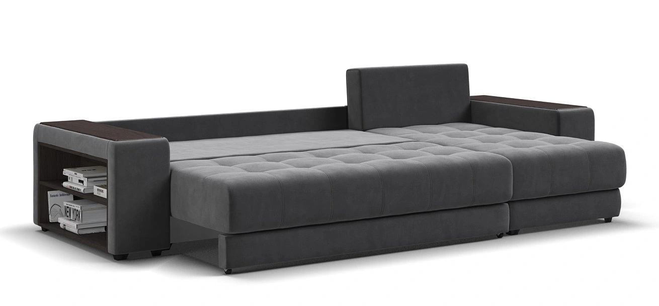 Угловой диван Дубай велюр Монолит серый, велюр Монолит аква