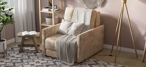 Босс Лофт кресло-кровать велюр Алькантара пепел 2