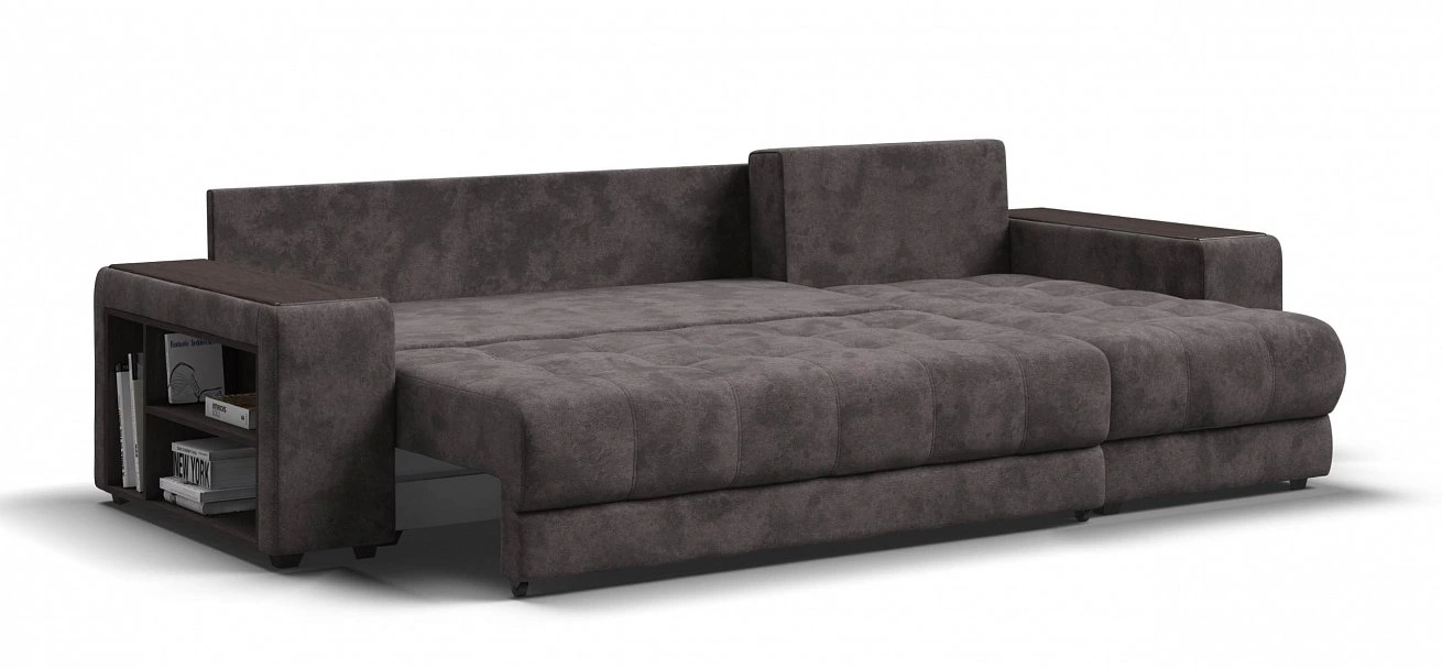 Угловой диван Босс ХЛ велюр Алькантара серый