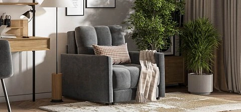 Босс Лофт кресло-кровать велюр Алькантара серый 2