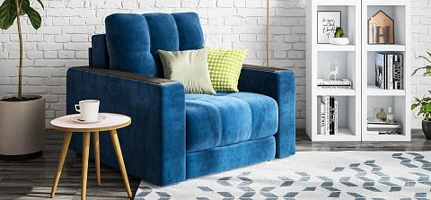 Босс кресло-кровать велюр Монолит синий 2