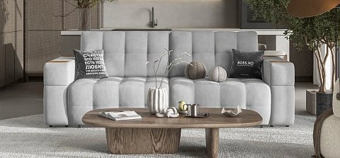 Диван Босс ХО велюр Монолит сталь / Дымчатый Крафт 2