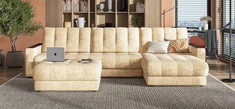 Угловой диван Босс Макс велюр Роял шампань 2