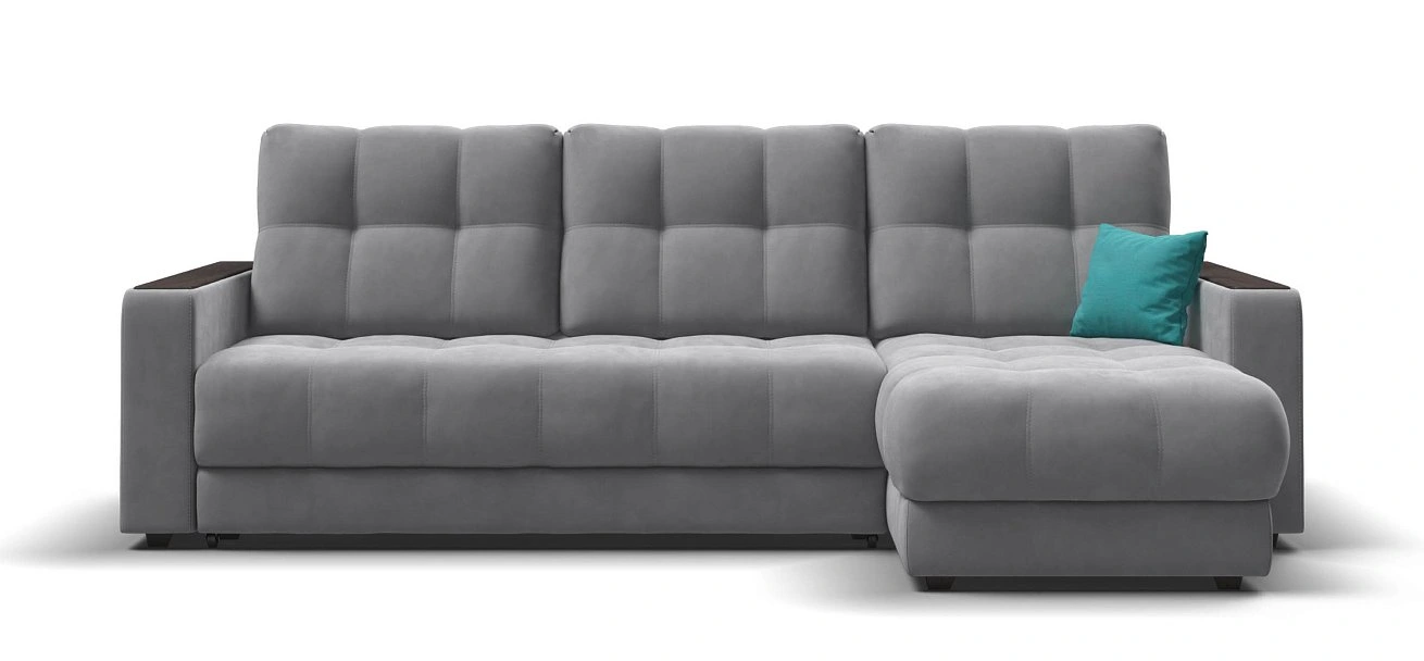 Угловой диван Босс Классик велюр Монолит сталь