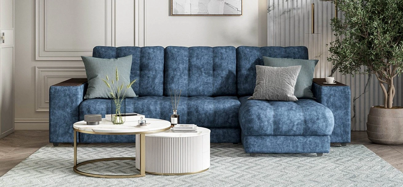 Угловой диван Босс ХЛ велюр Роял синий