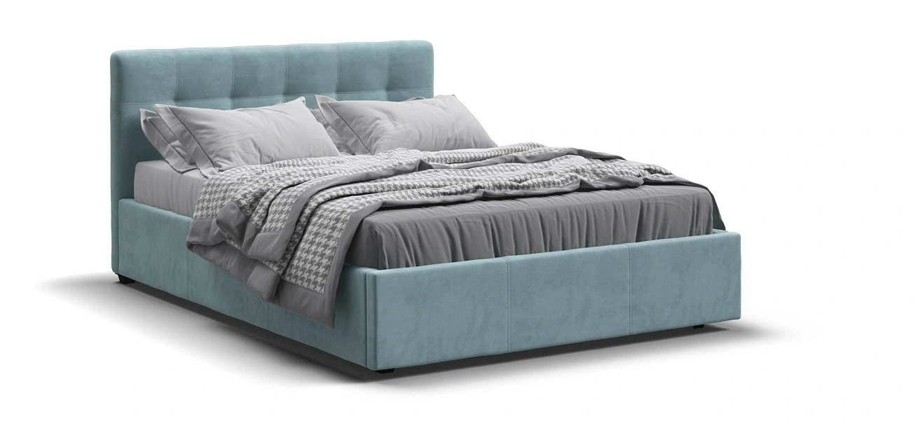 Белла Кровать + ПМ 140*200 велюр Монолит аква