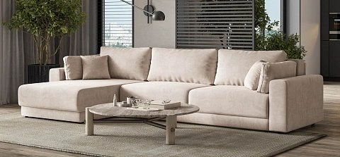 Угловой диван Босс Прайм Макс велюр Монолит латте 2