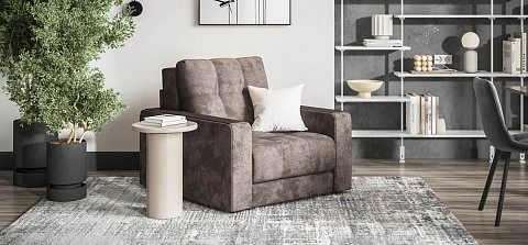 Босс кресло-кровать велюр Алькантара серый 2