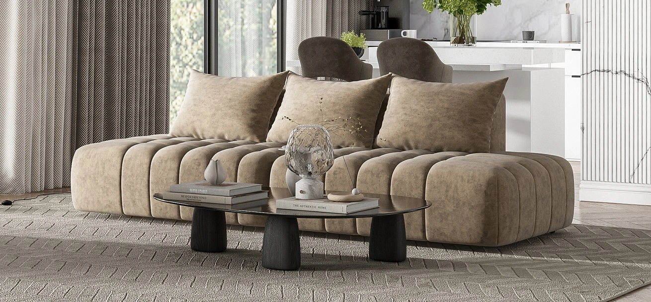 Диван Босс Твин прямой велюр Роял тауп