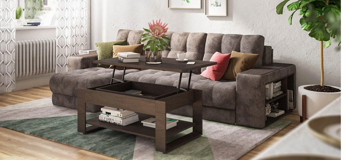 Угловой диван Босс ХЛ велюр Алькантара серый