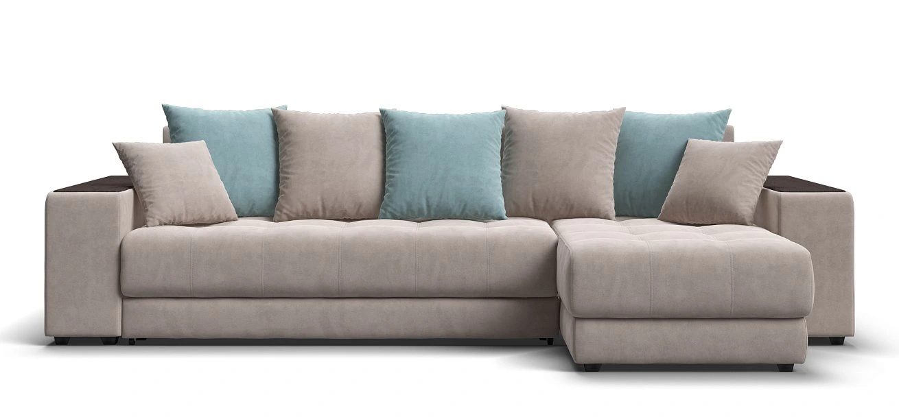 Угловой диван Дубай велюр Монолит латте, велюр Монолит аква