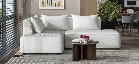 Угловой диван левый Кинг Твин Шенилл Клауд крем 2