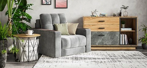 Босс кресло-кровать велюр Монолит серый 2