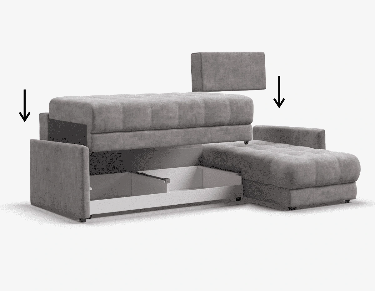 BOSS EASY – сборка дивана за 1 минуту без инструментов. Универсальный угол - положение угла клиент определяет при сборке.