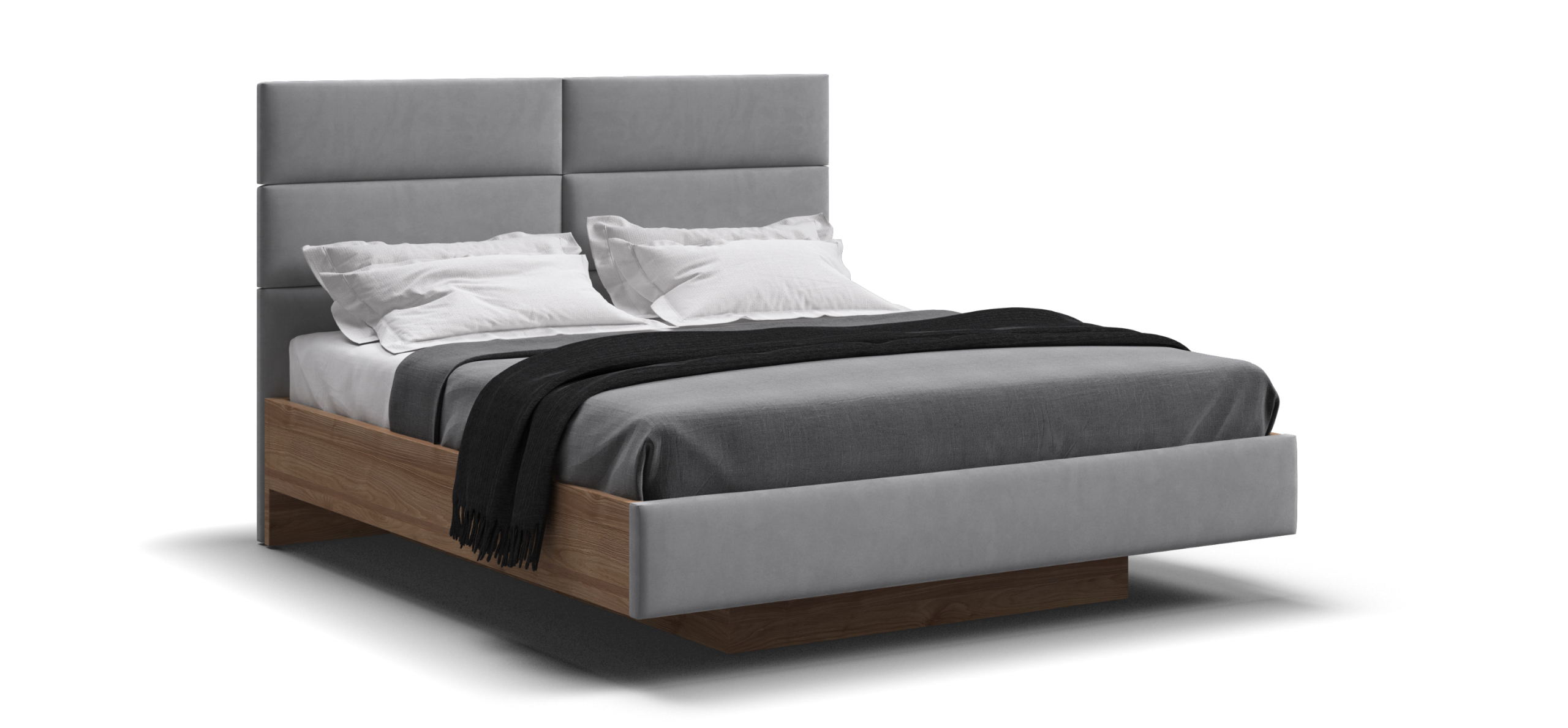 Босс Лофт КроватьПМ 160200 велюр Монолит сталь Орех селект 32700₽