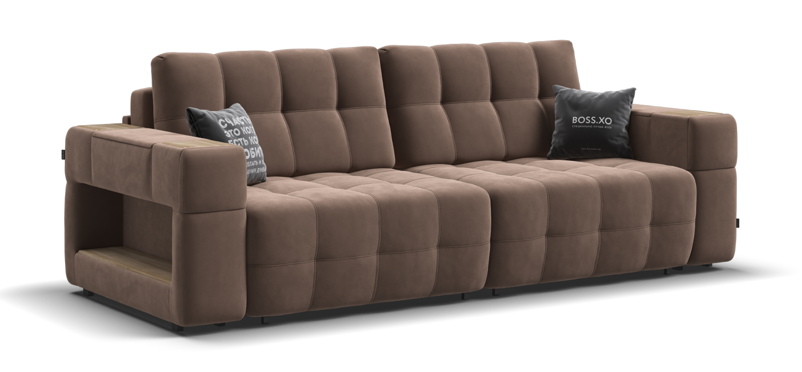 Диван Босс ХО велюр Монолит мокко Дымчатый Крафт 99700₽