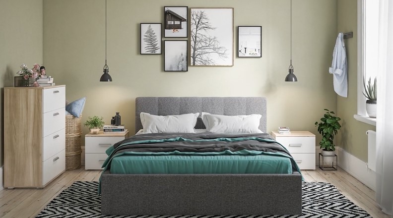 Белла Кровать без ПМ 140*200 велюр Монолит аква